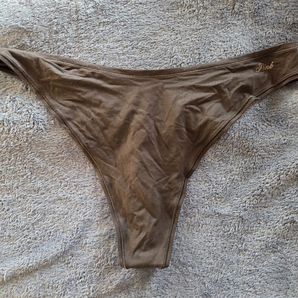 Victoria's Secret Pink! black cotton hi-leg thong panties size XL